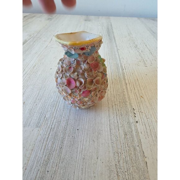 Vintage shell pitcher glitter artist decor nautical silver - Picture 2 of 8